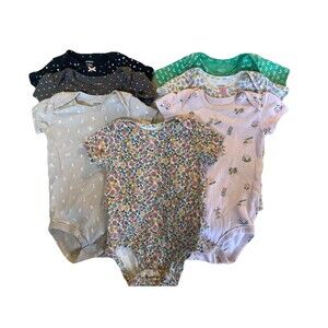 Carter's Girl 9-12M Spring/Summer Short Sleeve Bodysuit 7 Pcs Bundle